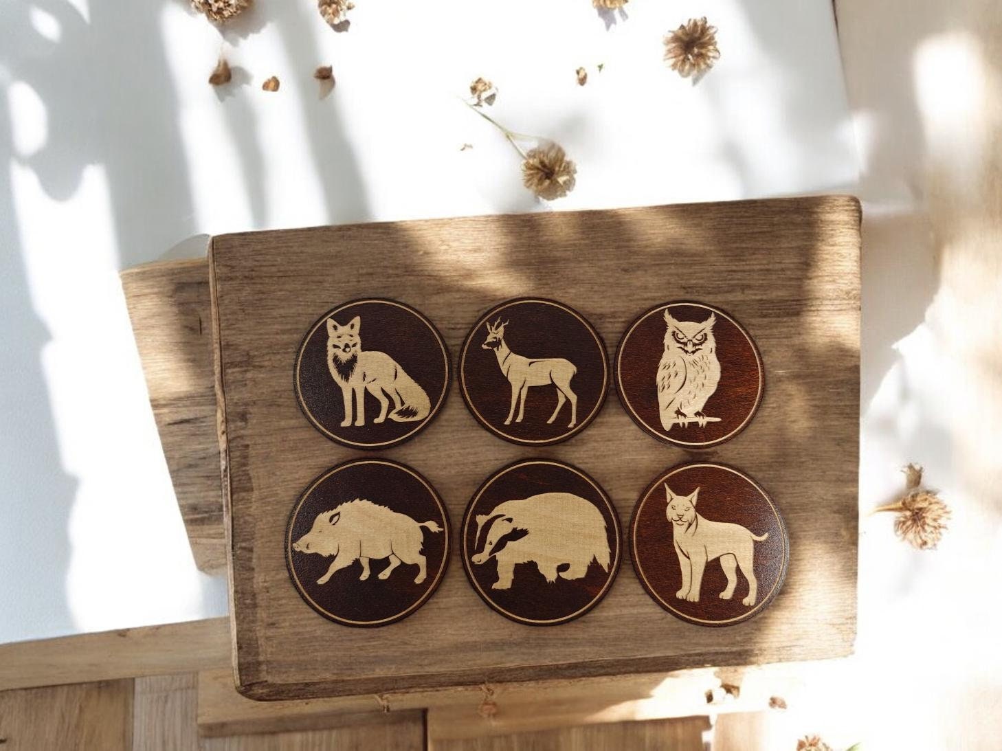 Bosdieren houten onderzetters van Craftygiftsplace