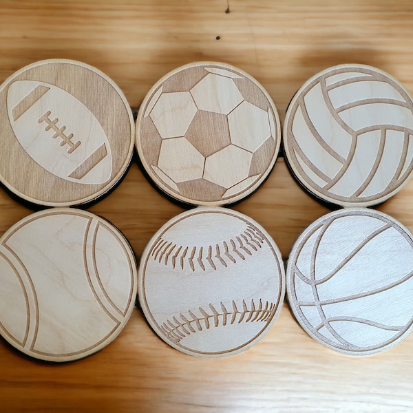 Sportbal houten onderzetters van Craftygiftsplace