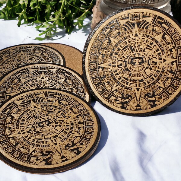 Mayan Disc Porta-copos de madeira da Craftygiftsplace
