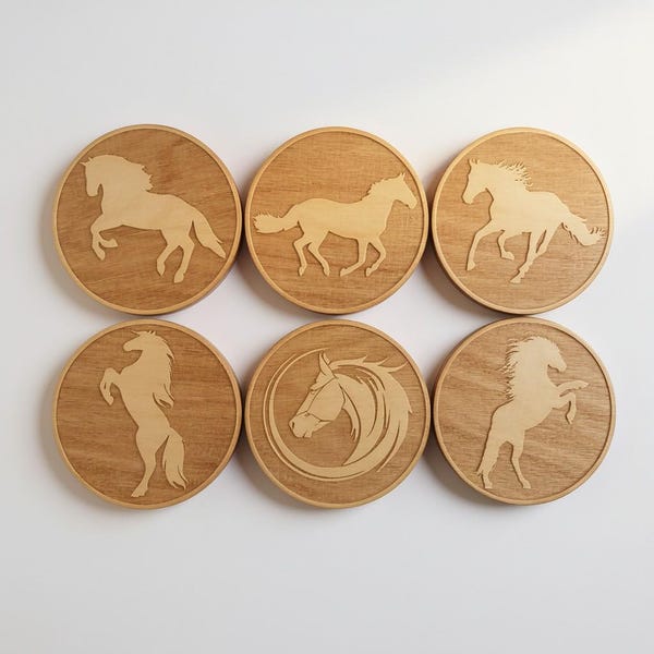 Horse Porta-copos de madeira da Craftygiftsplace
