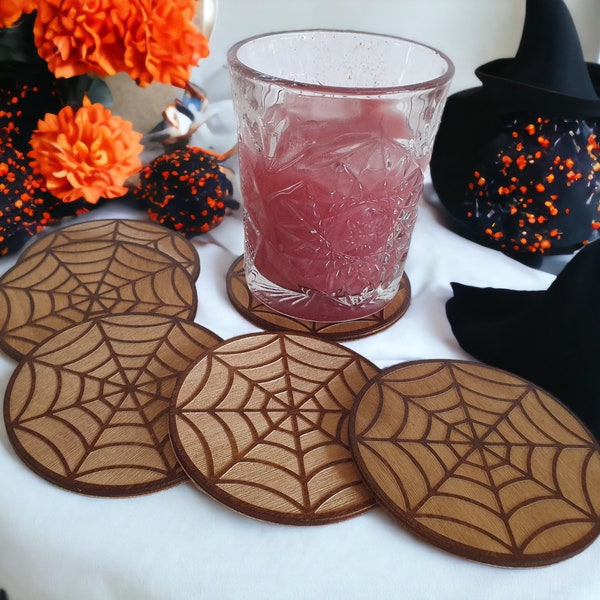 Spider Web Porta-copos de madeira da Craftygiftsplace