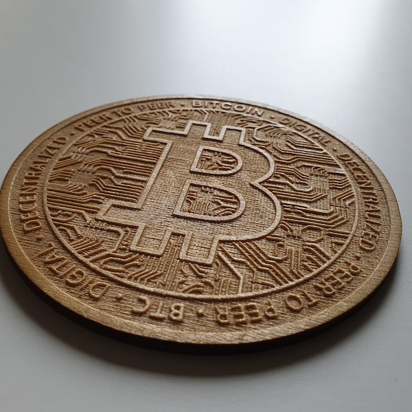 Bitcoin houten onderzetters van Craftygiftsplace