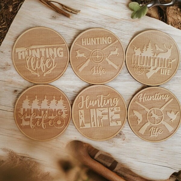 Hunting Life Porta-copos de madeira da Craftygiftsplace