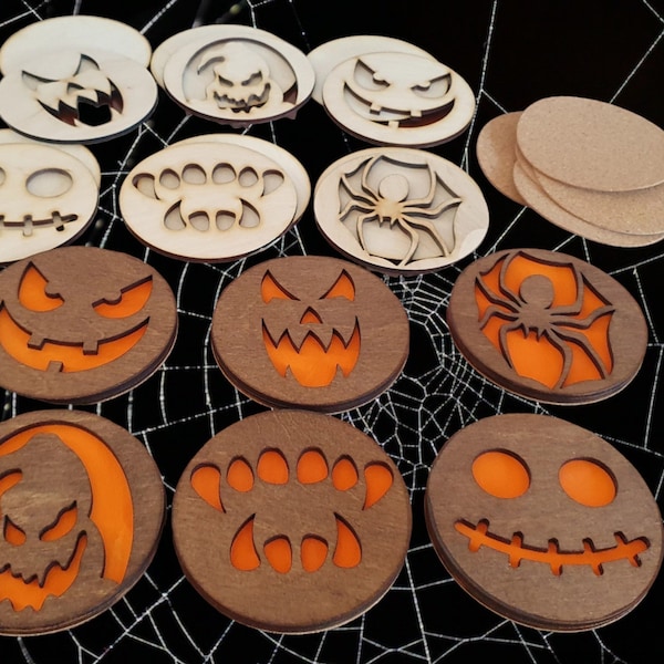 DIY Halloween Kit Wooden Coasters by Craftygiftsplace