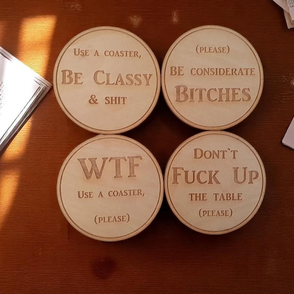 Funny Swear Word Porta-copos de madeira da Craftygiftsplace