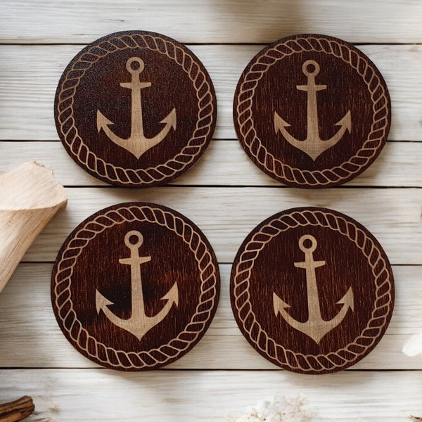 Anchor Porta-copos de madeira da Craftygiftsplace