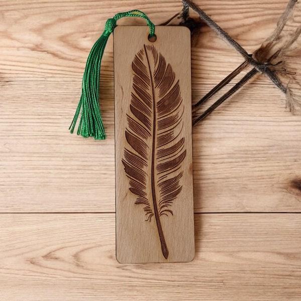 Personalized Feather Wooden Bookmark by Craftygiftsplace