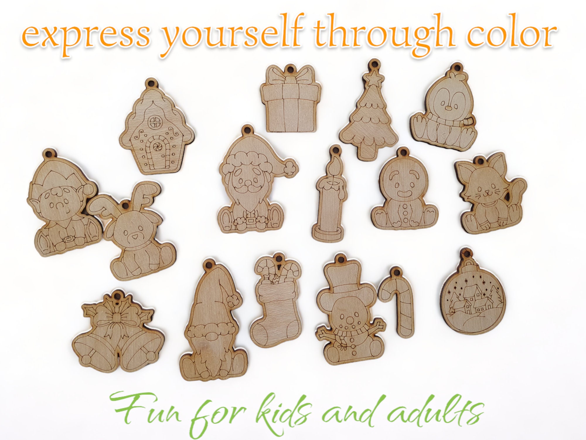 DIY wooden Christmas ornaments ready to decorate
