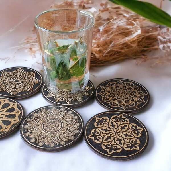 Persian Turkish Porta-copos de madeira da Craftygiftsplace