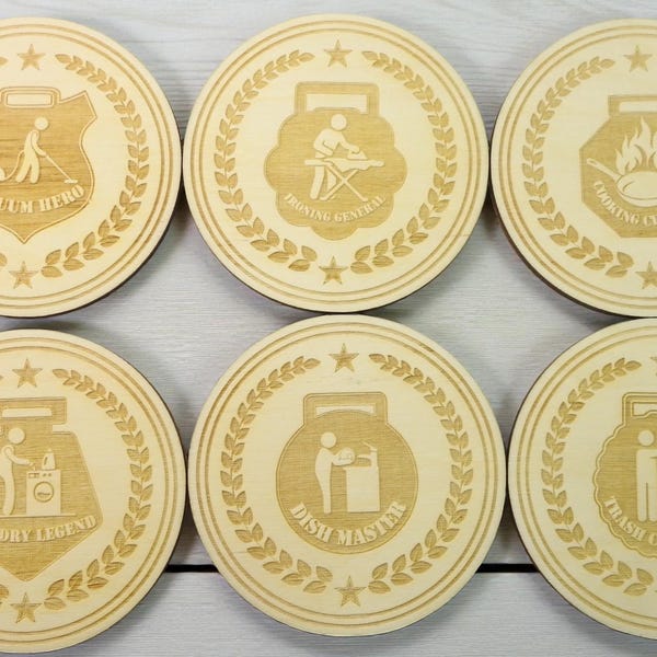 Porta-copos de madeira com medalha divertida para marido da Craftygiftsplace