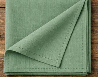 Sage Green Cotton Napkins, Handmade Reusable Cloth Napkins, Soft Dinner Napkins, Wedding Table Linens, Farmhouse Table Decor,