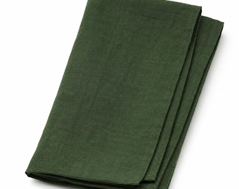 Emerald Green Cotton Napkins, Reusable Cloth Dinner Napkins, Stonewashed Cotton Table Linens, Wedding Napkins, Farmhouse Table Decor,