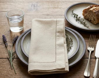 Beige Baumwollstoff-Servietten | Handgemachte Wiederverwendbare Tisch