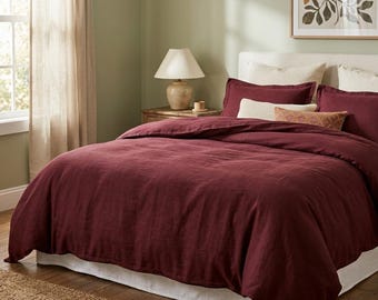 100% Natural Organic cotton Duvet Cover Set, 1 Duvet Cover and 2 Pillowcases, Available in Multiple Colors, marron cotton Duvet Cover