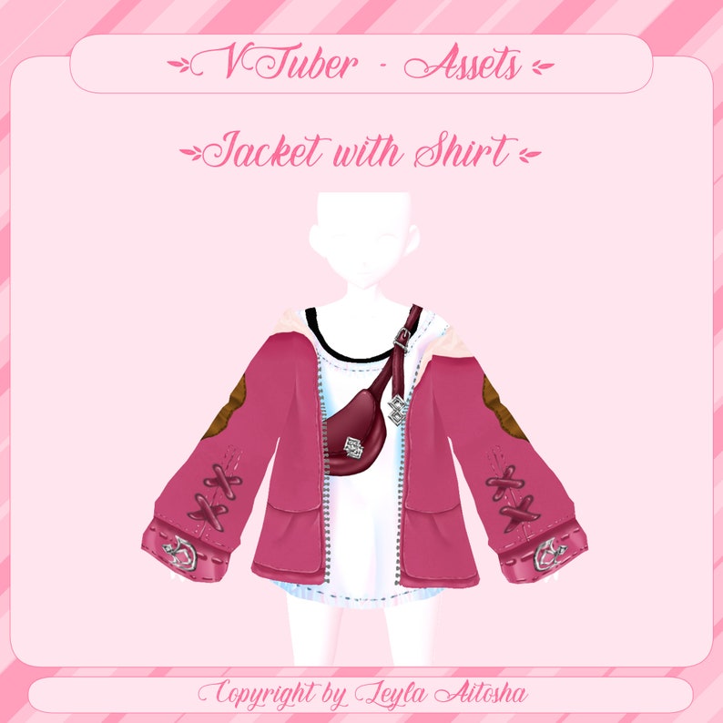 Puede incluir: Una chaqueta rosa con una camisa blanca debajo. La chaqueta tiene parches marrones en los codos y una correa marr&oacute;n con una peque&ntilde;a bolsa marr&oacute;n. La chaqueta tiene cordones blancos en los pu&ntilde;os.