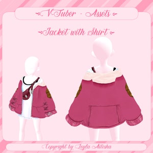 Puede incluir: Una chaqueta rosa con detalles de cuero marr&oacute;n y cuello de piel blanca. La chaqueta tiene una cremallera y un bolsillo en la parte delantera. La chaqueta se muestra sobre un fondo blanco.