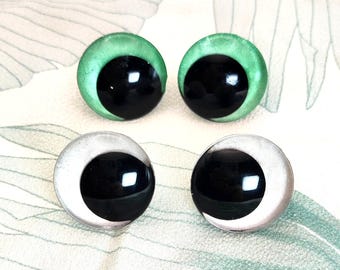 Ojos de seguridad metálicos pintados a mano – ojos brillantes para amigurumi de 16 mm, 18 mm, 20 mm, 25 mm y 30 mm – ojos para muñecas, peluches y ojos avellanados para manualidades.
