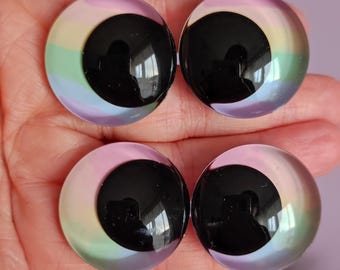Ojos de seguridad grandes, arcoíris pastel, pintados a mano, para amigurumi, figuras de ganchillo, peluches, 16 mm 18 mm 20 mm 25 mm 30 mm