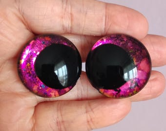 Ojos de seguridad que cambian de color – ojos brillantes para amigurumi – ojos iridiscentes orientados hacia abajo 16 mm 18 mm 20 mm 25 mm 30 mm – efecto de rotura de cristal