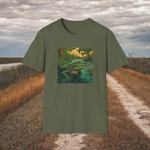 Vintage Alligator Everglades T-Shirt, Nature Lover Gift, Eco-Friendly Tee, Outdoor Adventure Apparel, Sawgrass Florida