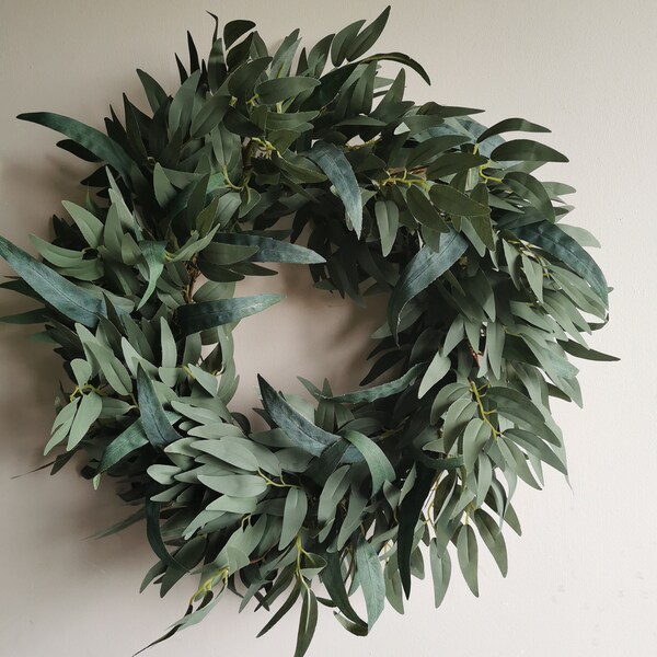 Handcrafted Artificial grey Willow Wreath, Greenery foliage wreath, Indoor and Outdoor Decor, Nordic Wreath|All Year Round Wreath