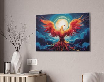 Canvas Stretched, Abstract Wall Art - Phoenix Rising: Song to the Moon - Home Decor, Office Decor, Gift for Art Lover, Wall Hanging