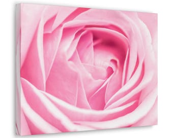 Stampa artistica da parete con rose rosa su tela / Stampa fotografica floreale delicata / Decorazione floreale romantica / Regalo femminile delicato / Arte ispirata alla natura