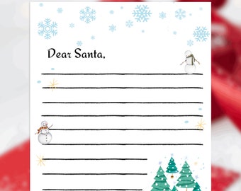 Letter to Santa Template, Christmas Wish List (Digital Download)