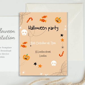 Editable spooky halloween invitation, birthday party invitation,Halloween birthday party invitation, Halloween invitation,Instant download