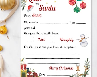 Father Christmas Letter, Letter to Santa,Toddler Official Letter to Santa Claus,Letters From Santa,Festive Christmas,Wish list | A4 Sized