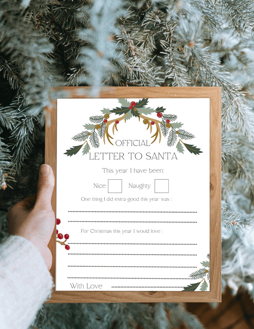 Printable Letter to Santa, A4 Kids Christmas Wish List (digital ...