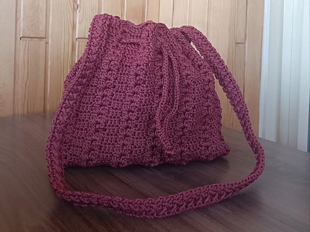 Handmade Knitted Special Design Shoulder Bag Macrame String Patterned