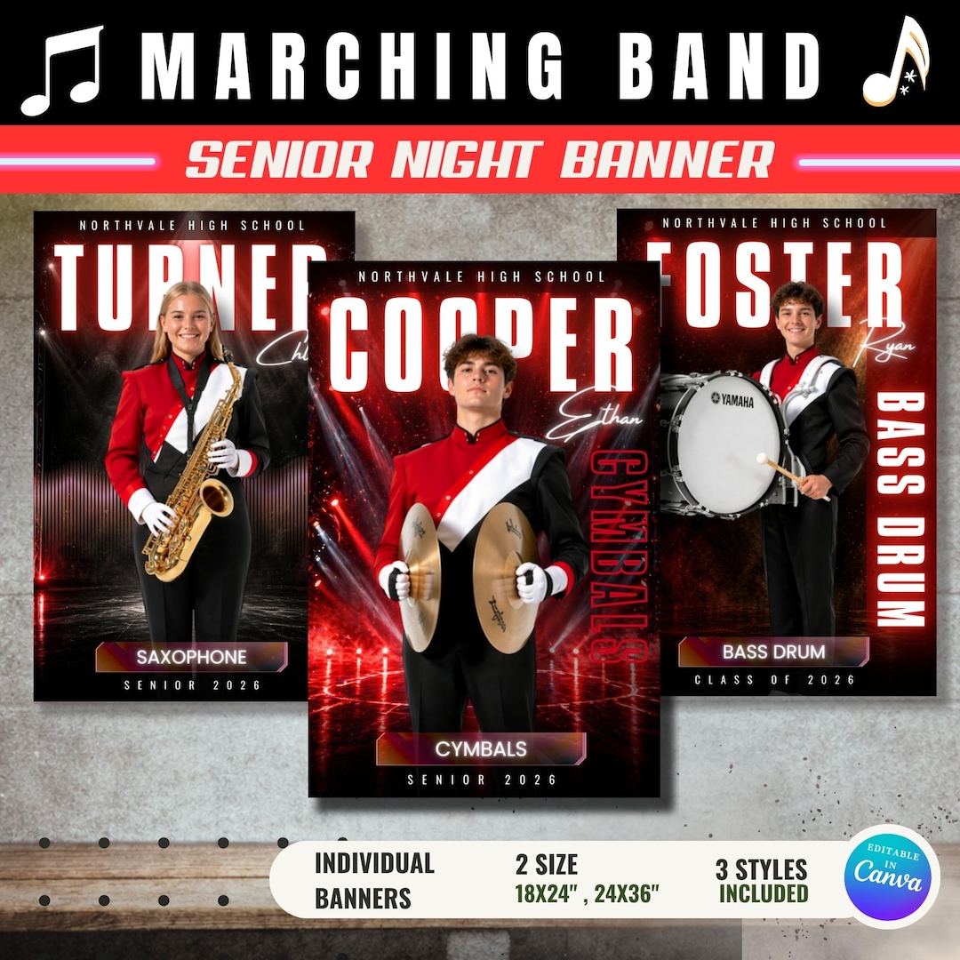 Marching Band Senior Night Banner Template, Spotlight Stage Style ...