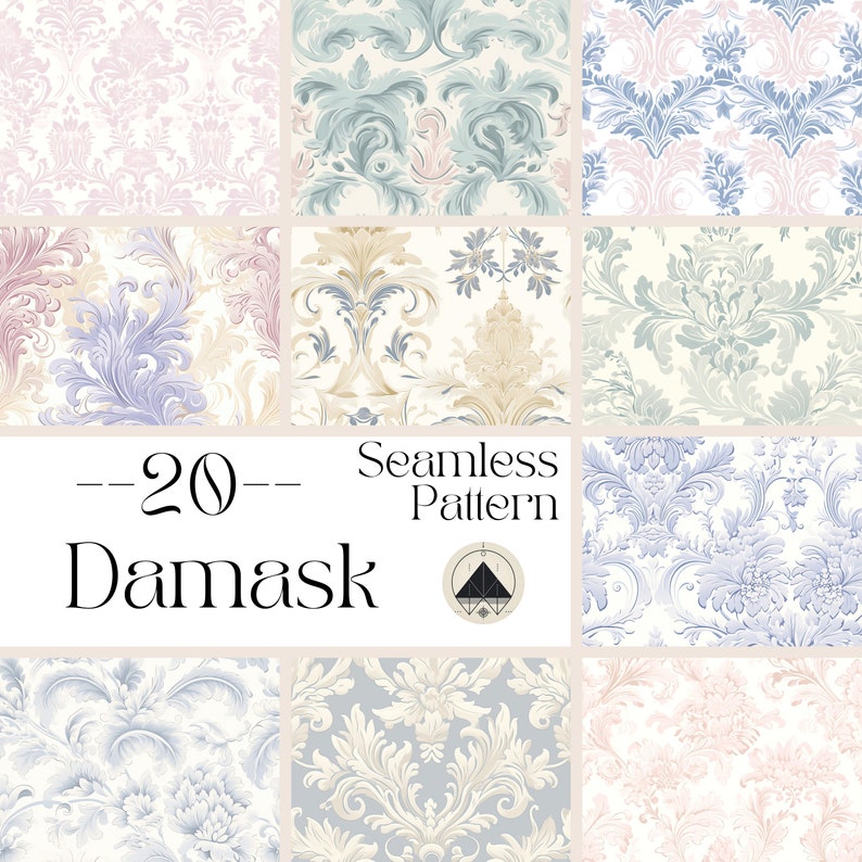 Damask Seamless Pattern, Damask Digital Paper, Damask Prints, Damask ...