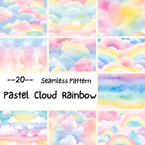 Pastel cloud Digital paper, Seamless colorful cloud, sky background, texture rainbow theme, Seamless Dreamy Cloud Pattern, Pastel Dreamscape
