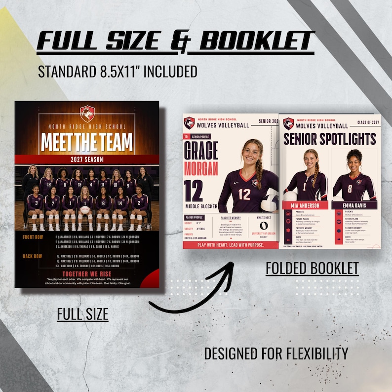 Volleyball Senior Night Program Template, 24 Pages, Editable Canva Team ...