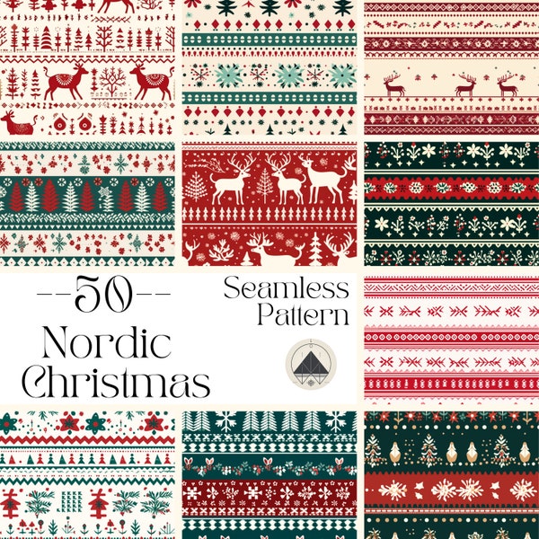 Seamless Nordic Digital Backgrounds, Christmas backdrops, Christmas Sweater Pattern Digital Paper, Scandinavian Surface Patterns, cosy paper