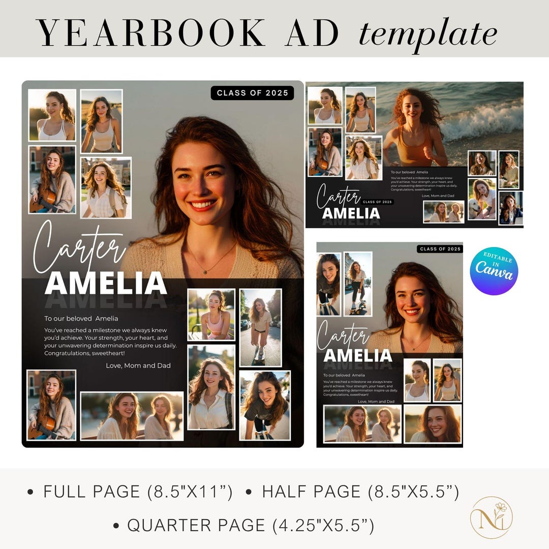 Yearbook Ad Template - Full Half Quarter Page , Senior Yearbook Ad ...