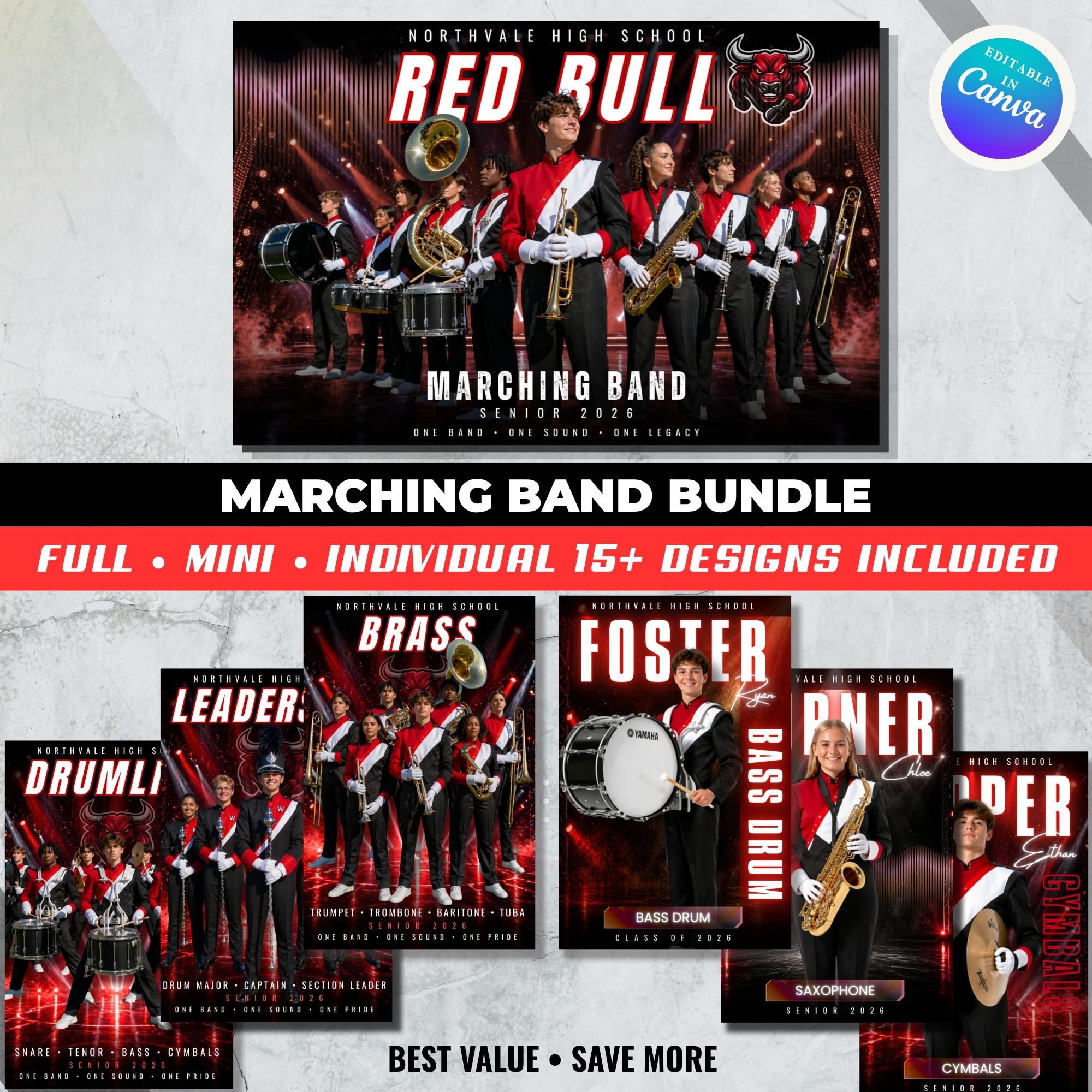 Marching Band Senior Night Banner Bundle Canva Template, Concert Stage ...