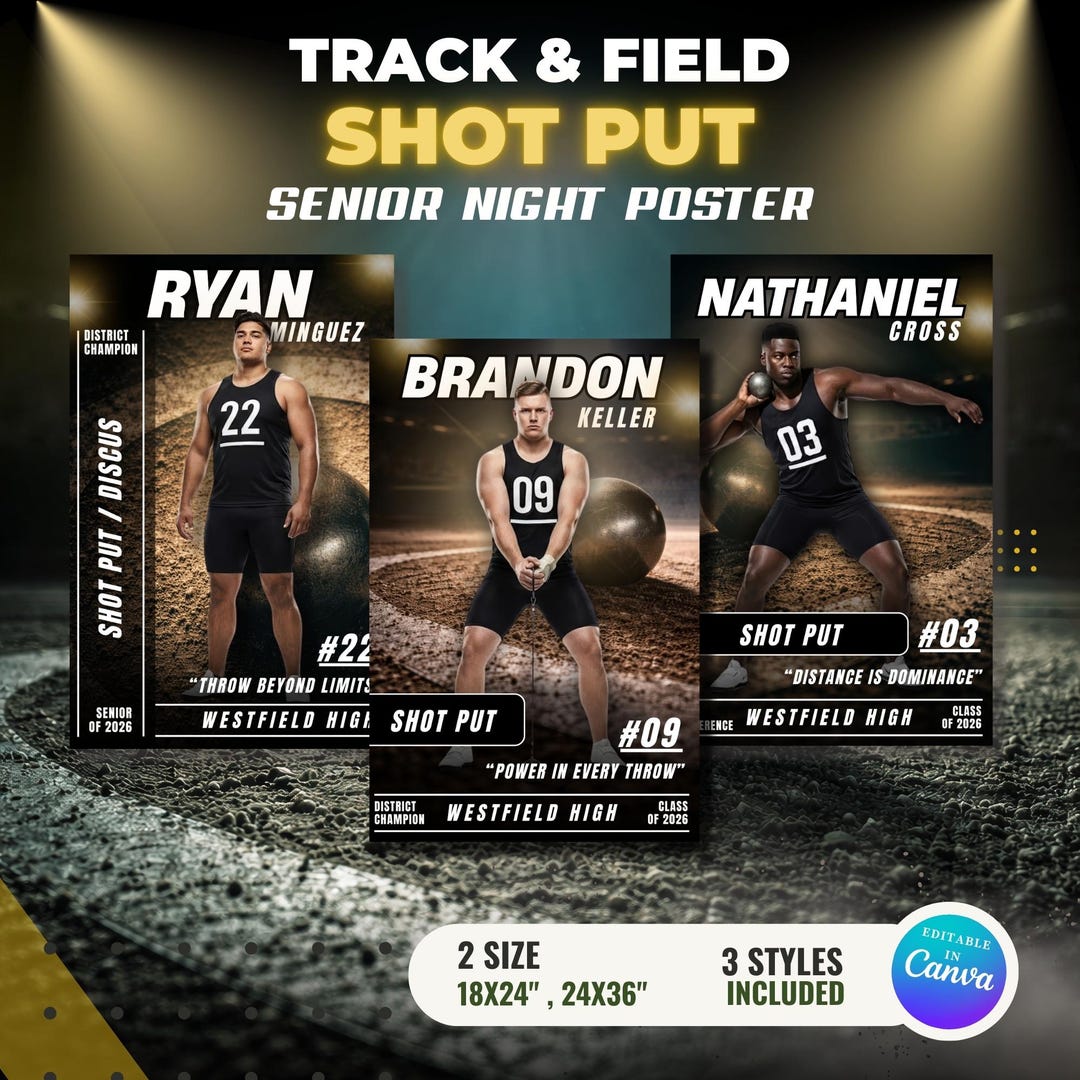 Discus Banner Track & Field Shot Put Senior Night Banner Template, Discus Throw ...