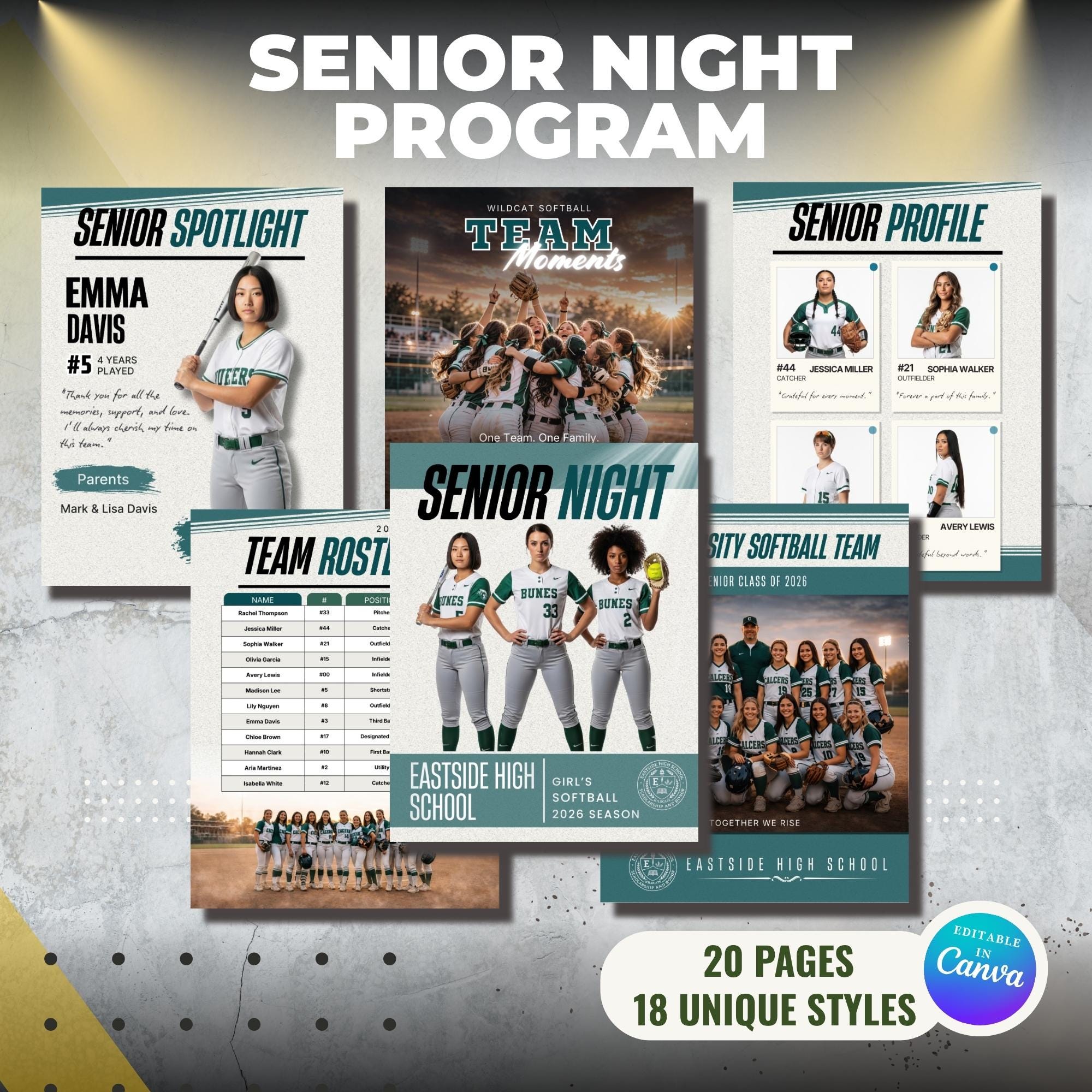 Senior Night Program Template Editable in Canva, 20 Page Senior ...