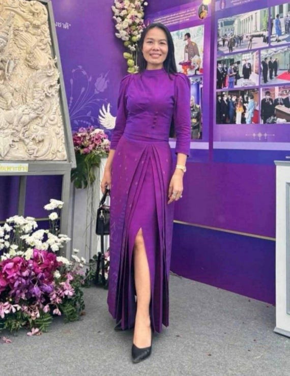 strapless open back dress Draped Royal Purple Gown Teuta Matoshi