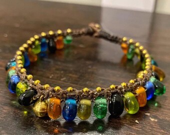 Handmade Bali Bead Anklet with Bells: Adjustable Boho Ankle Bracelet