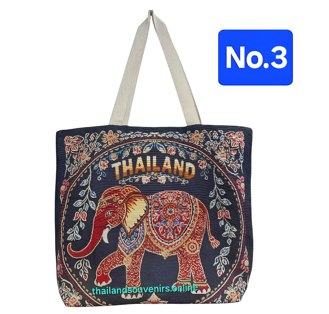 Handmade Thailand Elephant Tote Bag | Woven Fabric Shoulder Bag