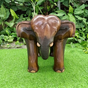 12 Inches Elephant Wooden Stool Durable Elephant Shaped Bench, Elephant Stool, Wooden Bench, Elephant Shaped Furniture, Cute Home Decor