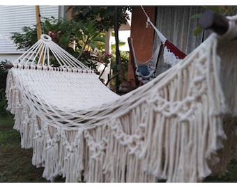 Rede de algodão macramê tailandesa feita à mão com franjas, rede simples de alta qualidade, rede grande de crochê, rede de tecido boho, rede boho,