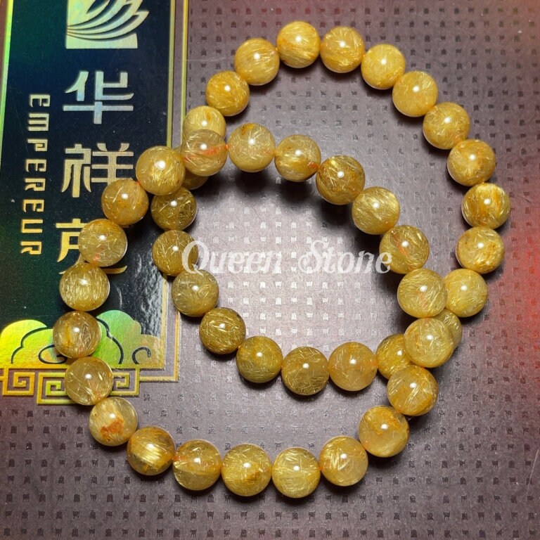 99.99%ゴールド貔貅ルチルクォーツブレスレット：富の石 - Etsy 日本