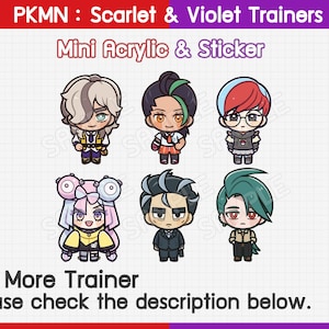 Poke Mini Acrylic Keychain - Arven, Nemona, Penny, Iono, Larry, Rika - Pokemon Scarlet and Violet Trainers Charms