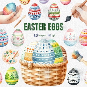 Easter Eggs Watercolor Clipart , Happy Easter Png, Easter Sublimation ,Easter Cute Instant Download for Commercial Use ,nursery decor