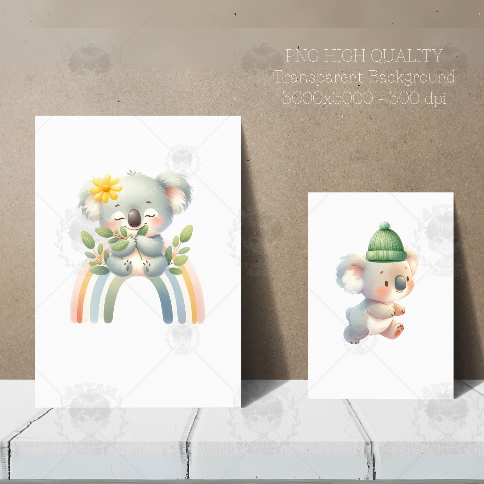 Cute Koala Watercolor Clipart Png, Nursery Decor, Baby Shower, Animals ...